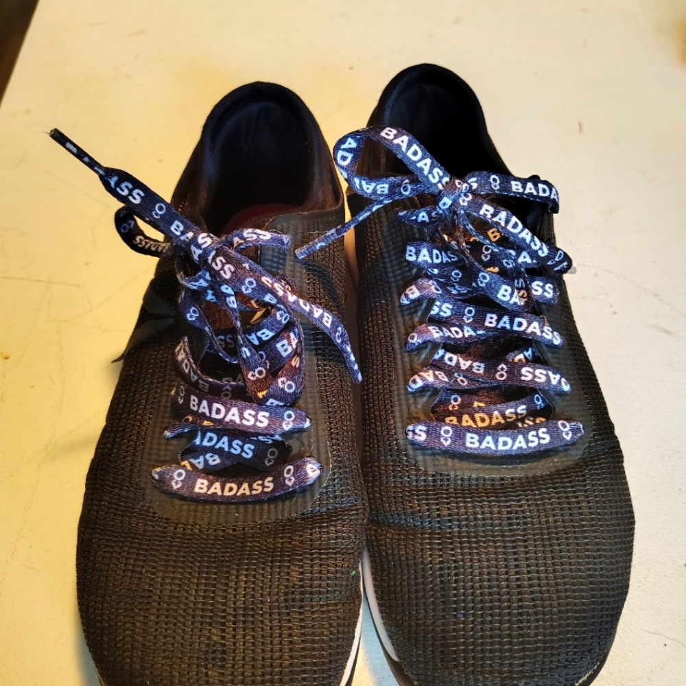 Reebok Cross Fit Black Sneakers with Custom Laces-badass. Size 6